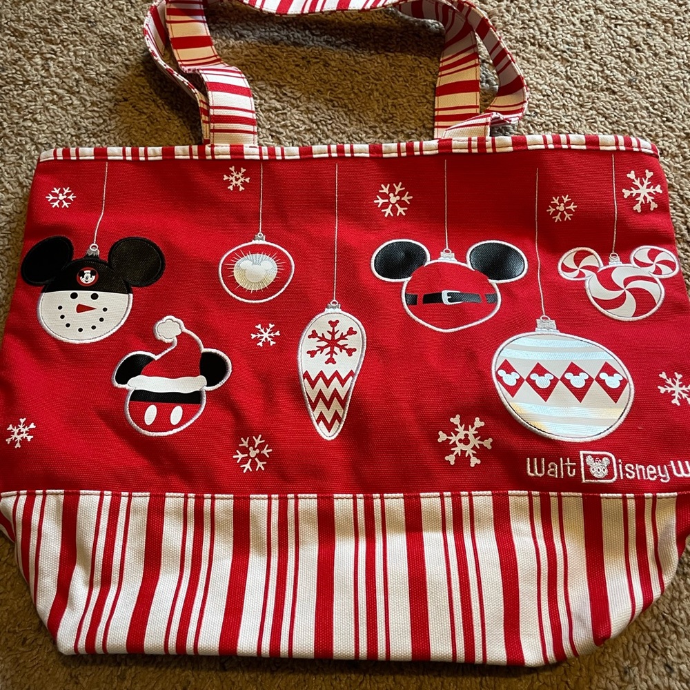 Walt Disney World holiday tote bag in red and white